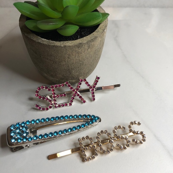 Accessories Set Of 3 Sparkly Jeweled Hair Clips Poshmark